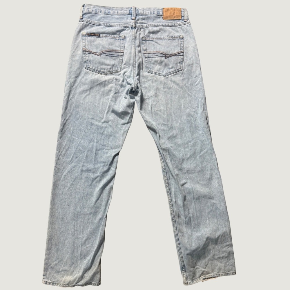 US Polo Assn Mens Light Wash Straight Leg Jeans W34 L34 Blue Denim Classic Fit